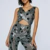 Petite Star Sequin Cut Out Jumpsuit