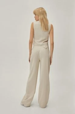 High Waisted Wide Leg Tailored Pants -Nasty Gal Sales Store Sales womens soft20beige high waisted wide leg tailored pants 2