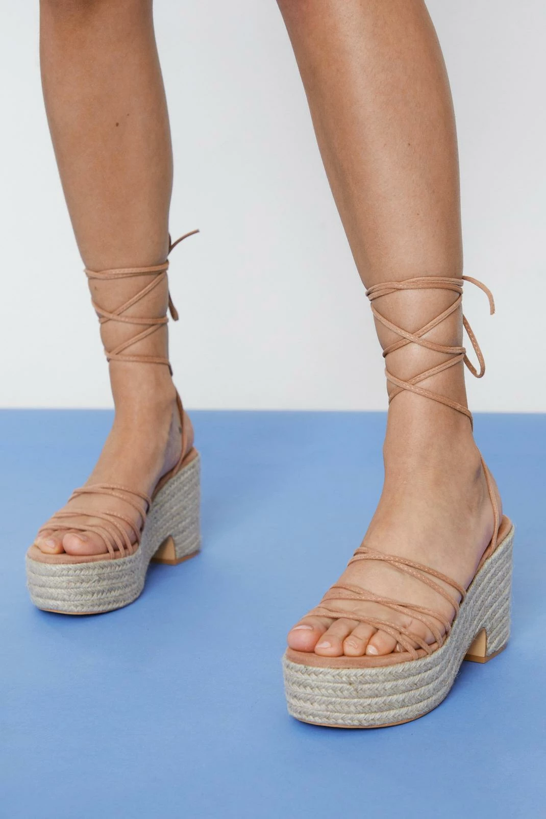 Ankle Wrap Faux Suede Raffia Wedges 2 Ankle Wrap Faux Suede Raffia Wedges - Image 2