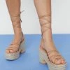 Ankle Wrap Faux Suede Raffia Wedges