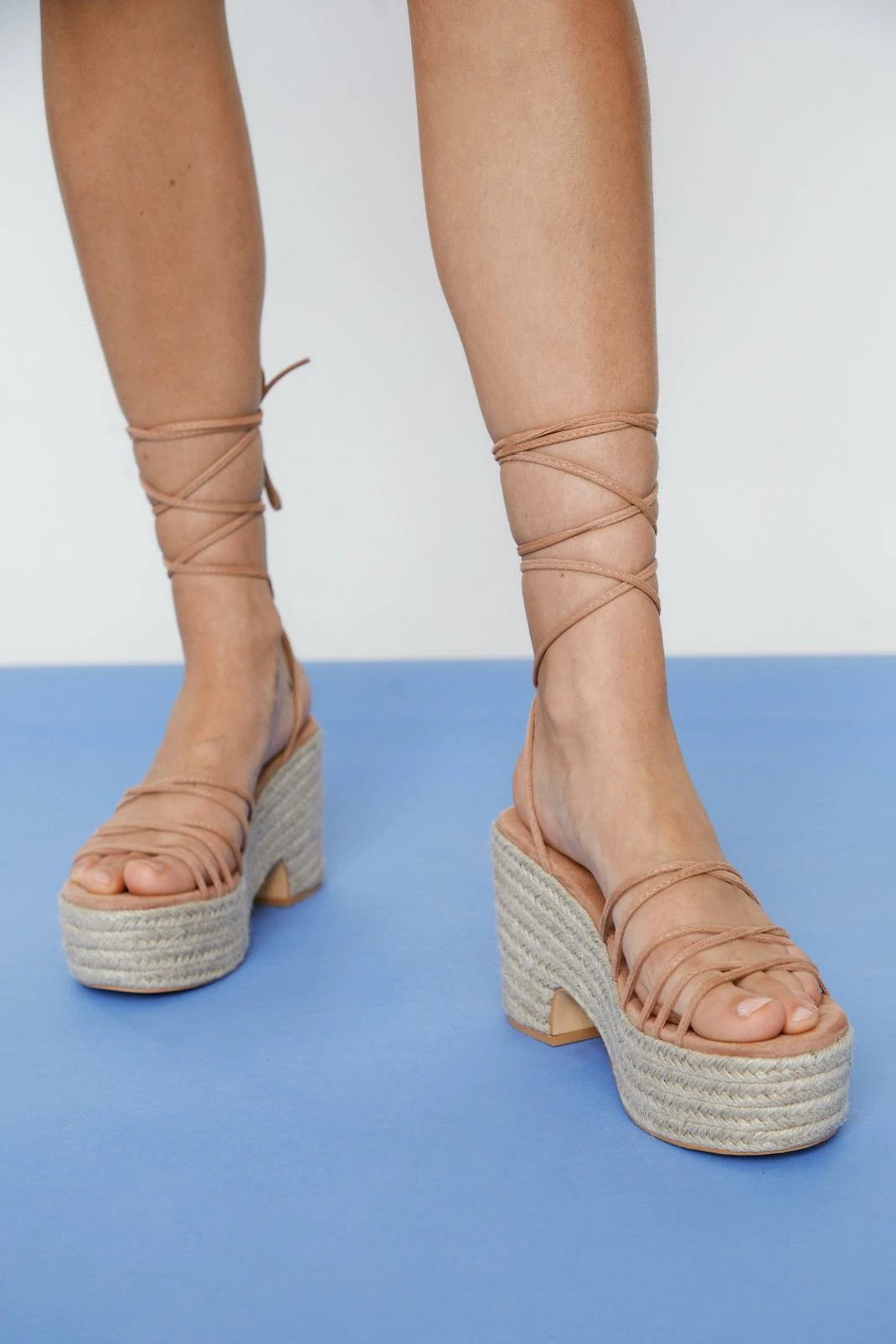 Ankle Wrap Faux Suede Raffia Wedges 1 Ankle Wrap Faux Suede Raffia Wedges