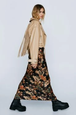 Faux Leather Fringed Back Moto Jacket