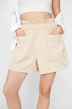 Oversized Pocket Longline Shorts -Nasty Gal Sales Store Sales womens stone oversized pocket longline shorts 1