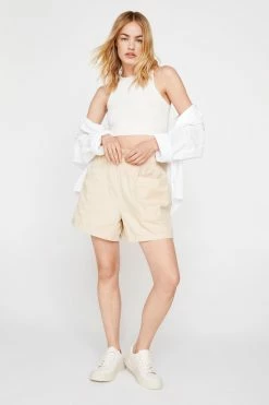 Oversized Pocket Longline Shorts -Nasty Gal Sales Store Sales womens stone oversized pocket longline shorts 3