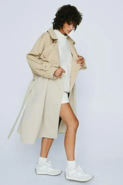 Alternative view of Petite Two Tone Oversized Trench Coat