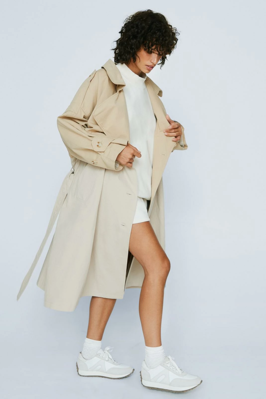 Petite Two Tone Oversized Trench Coat 2 Petite Two Tone Oversized Trench Coat - Image 2