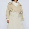Petite Two Tone Oversized Trench Coat