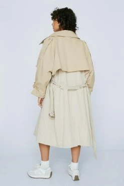 Petite Two Tone Oversized Trench Coat 6 Petite Two Tone Oversized Trench Coat -Nasty Gal Sales Store Sales womens stone petite two tone oversized trench coat 2