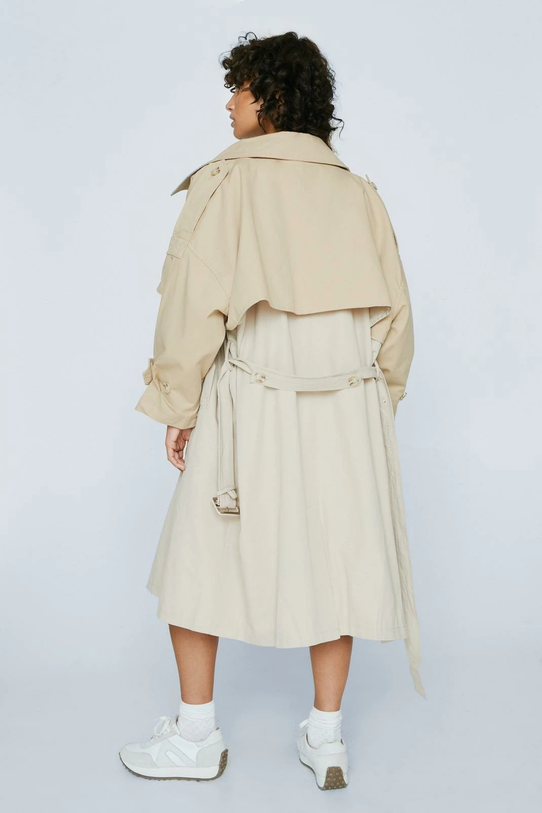 Petite Two Tone Oversized Trench Coat 3 Petite Two Tone Oversized Trench Coat - Image 3