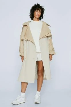 Petite Two Tone Oversized Trench Coat 7 Petite Two Tone Oversized Trench Coat -Nasty Gal Sales Store Sales womens stone petite two tone oversized trench coat 3