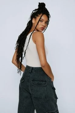 Slinky Scoop Neck Sleeveless Bodysuit -Nasty Gal Sales Store Sales womens stone slinky scoop neck sleeveless bodysuit 2