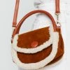 Faux Shearling Trim Grab Bag