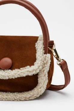Faux Shearling Trim Grab Bag 6 Faux Shearling Trim Grab Bag -Nasty Gal Sales Store Sales womens tan faux shearling trim grab bag 2