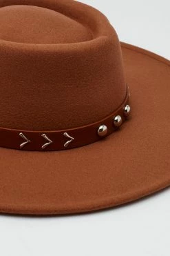 Studded Trim Fedora Hat 12 Studded Trim Fedora Hat -Nasty Gal Sales Store Sales womens tan studded trim fedora hat 2