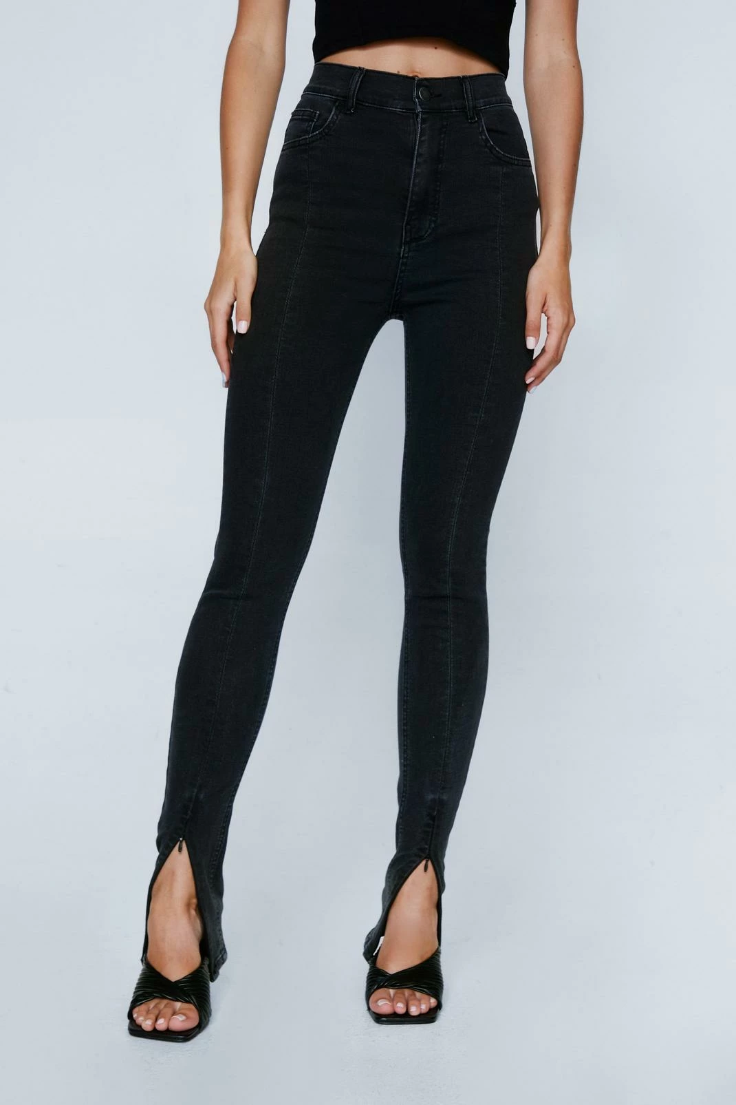 Zip Hem Skinny Denim Jeans 1 Zip Hem Skinny Denim Jeans