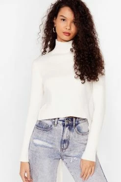 Open Tie Back Knitted Turtleneck Top -Nasty Gal Sales Store Sales womens white backless knitted turtleneck top 8