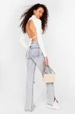 Open Tie Back Knitted Turtleneck Top -Nasty Gal Sales Store Sales womens white backless knitted turtleneck top 9