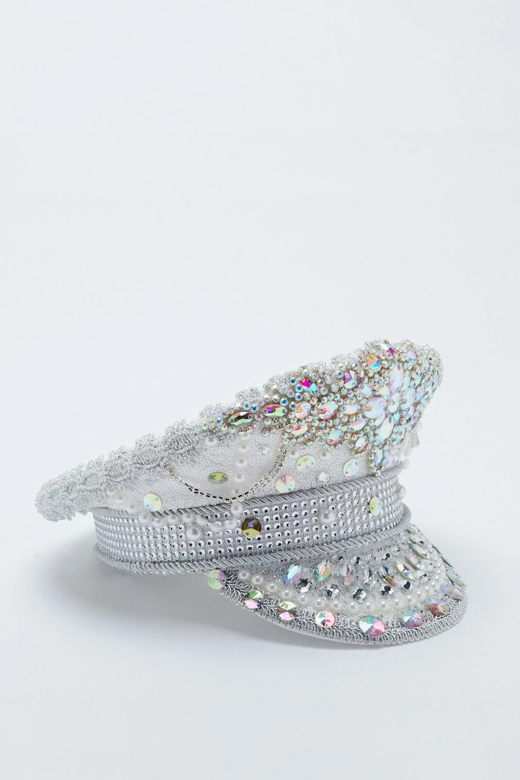 Bride Embellished Diamante & Pearl Party Hat 2 Bride Embellished Diamante & Pearl Party Hat - Image 2