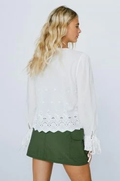 Broderie Anglaise Long Sleeve Blouse -Nasty Gal Sales Store Sales womens white broderie anglaise long sleeve blouse 2