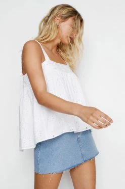 Broderie Anglaise Strappy Cami Top 10 Broderie Anglaise Strappy Cami Top -Nasty Gal Sales Store Sales womens white broderie anglaise strappy cami top