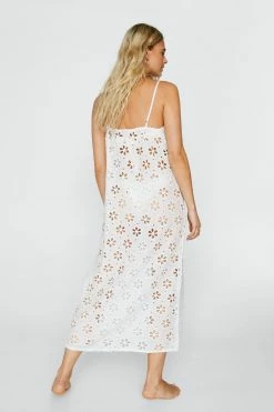 Broderie Button Down Cover Up Midi Dress -Nasty Gal Sales Store Sales womens white broderie button down cover up midi dress 1