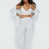 Cotton Stripe 3 Pc Shirt And Pants Pajama Set