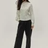 Dainty Floral Print Shirred Long Sleeve Blouse