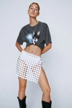 Disc Chainmail Sequin Mini Skirt 23 Disc Chainmail Sequin Mini Skirt -Nasty Gal Sales Store Sales womens white disc chainmail sequin mini skirt 1