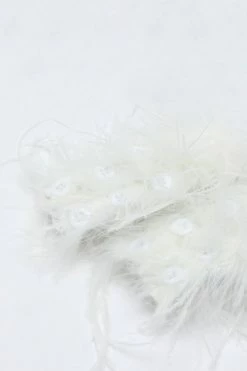 Double Row Feather Wrist Cuffs -Nasty Gal Sales Store Sales womens white double row feather wrist cuffs 1 2