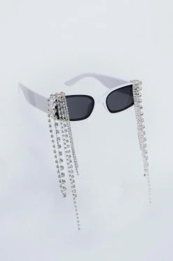 Alternative view of Drop Diamante Rectangle Sunglasses