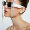 Drop Diamante Rectangle Sunglasses