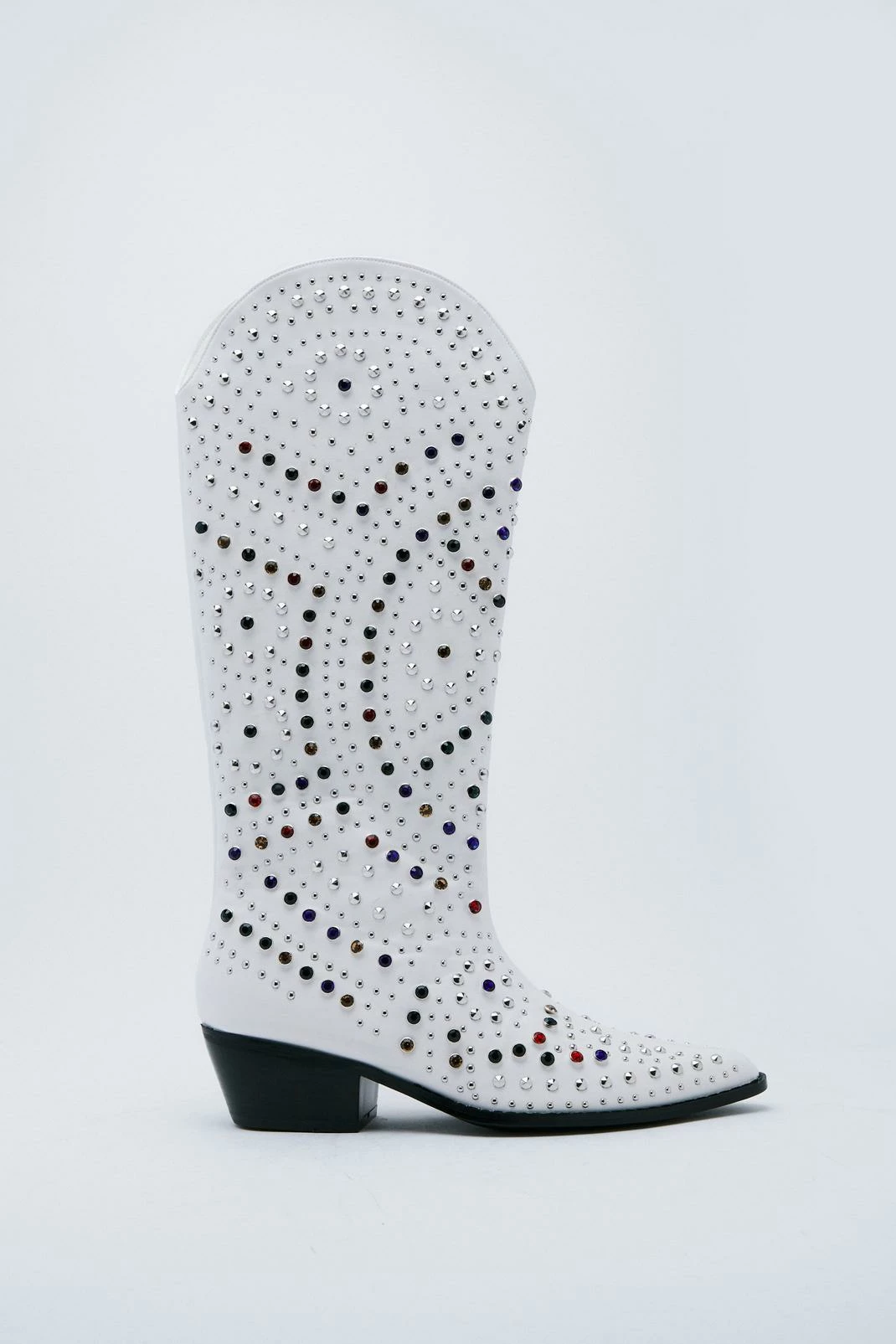 Faux Leather Embellished Cowboy Boots 2 Faux Leather Embellished Cowboy Boots - Image 2