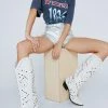 Faux Leather Embellished Cowboy Boots