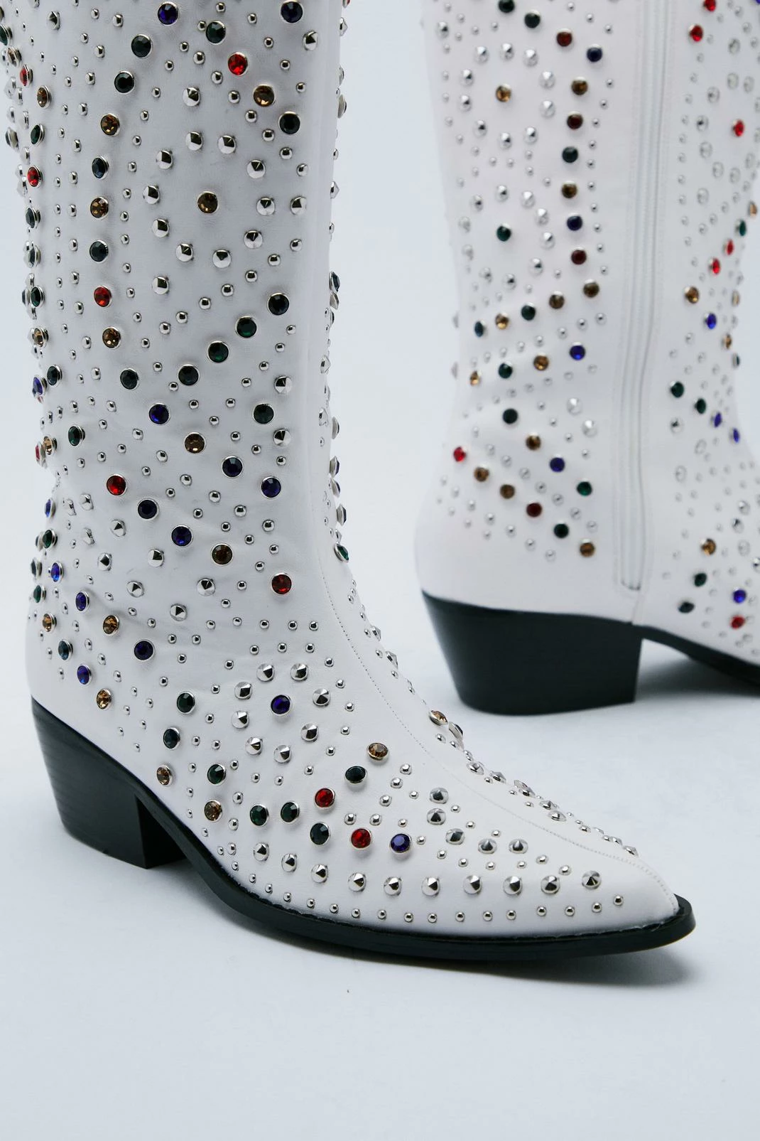 Faux Leather Embellished Cowboy Boots 3 Faux Leather Embellished Cowboy Boots - Image 3
