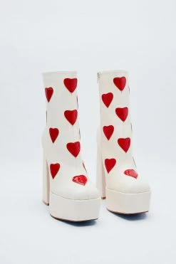 Faux Leather Heart Platform Ankle Boot -Nasty Gal Sales Store Sales womens white faux leather heart platform ankle boot 2