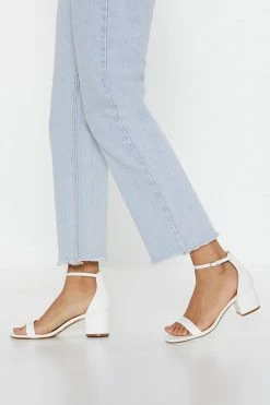Faux Leather Low Block Heel Sandals -Nasty Gal Sales Store Sales womens white faux leather low block heel sandals 3