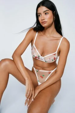 Alternative view of Glitter Cherry Underwire Mesh Lingerie Set