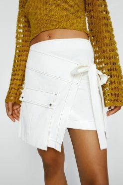 High Waisted Wrap Cargo Skirt -Nasty Gal Sales Store Sales womens white high waisted wrap cargo skirt 3