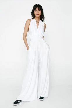 Multiway Sleeveless Wide Leg Jumpsuit -Nasty Gal Sales Store Sales womens white multiway sleeveless wide leg jumpsuit 3