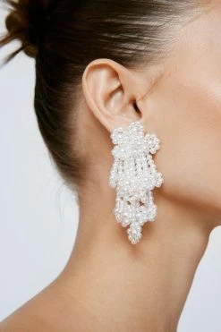 Pearl Beaded Statement Earrings
