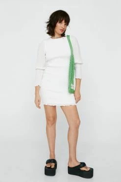 Petite Shirred Bodycon Mini Dress