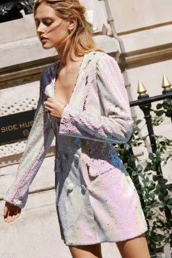 Premium Plunge Sequin Mini Dress 11 Premium Plunge Sequin Mini Dress -Nasty Gal Sales Store Sales womens white premium plunge sequin mini dress 5