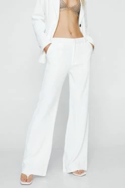 Low Waisted Wide Leg Tailored Pants -Nasty Gal Sales Store Sales womens white premium tailored kick flare pants 1
