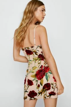 Rose Floral Devore Cowl Slip Mini Dress 6 Rose Floral Devore Cowl Slip Mini Dress -Nasty Gal Sales Store Sales womens white rose floral devore cowl slip mini dress 2