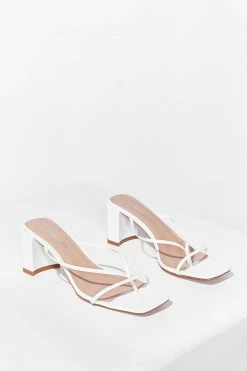 Strappy Block Heeled Mules -Nasty Gal Sales Store Sales womens white strappy block heeled mules 3