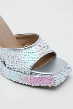 Two Tone Sequin 2 Part Heels -Nasty Gal Sales Store Sales womens white two tone sequin 2 part heels 2