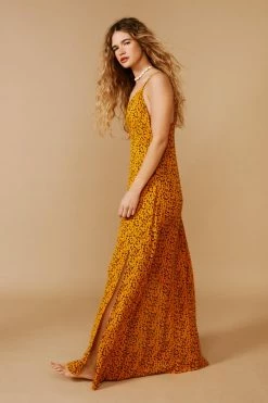 Animal Split Maxi Slip Dress