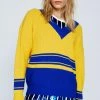 Colorblock V Neck Sweater