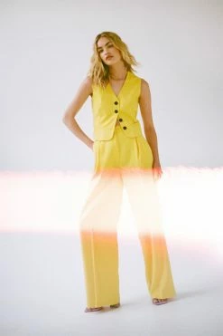 Cropped Tailored Single Breasted Vest 40 Cropped Tailored Single Breasted Vest -Nasty Gal Sales Store Sales womens yellow cropped tailored single breasted vest