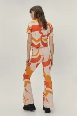 Retro Floral Print Flare -Nasty Gal Sales Store Sales womens yellow retro floral print flare 2